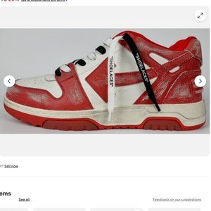 OFF WHITE OUT OF OFFICE VINTAGE LEATHER EFFECT SNEAKER in RED sz 12US/45EU